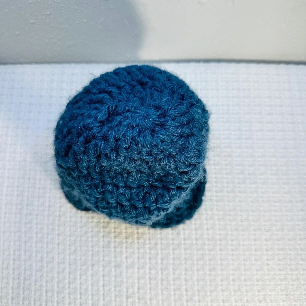 Handmade Crochet Baby Beanie Hat Dark Blue Soft Warm Infant Toddler - Hat Winter